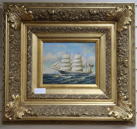 A 19th century style oil of clipper 20 x 25cm.